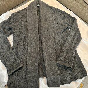 Ann Taylor Dark Grey Wool/Cashmere/ Blend Knit Shawl Collar Cardi, Size L